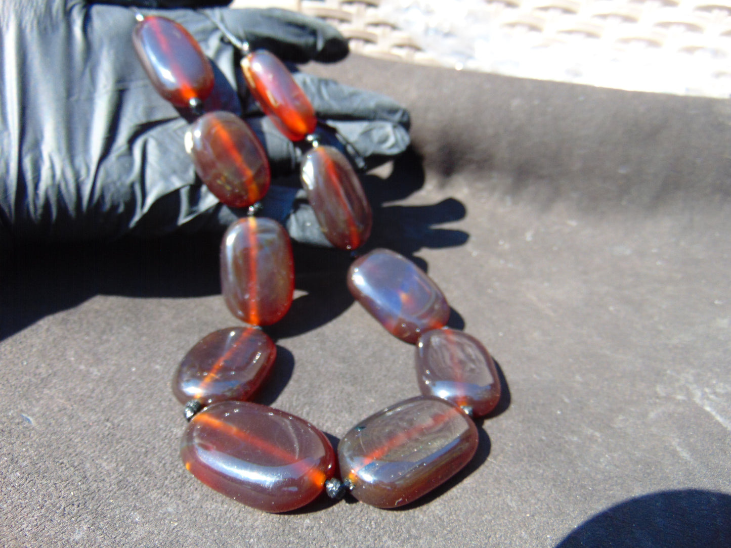 84 gram Small Beads Combination Necklace Indonesian Cherry Red Amber for Healing A836
