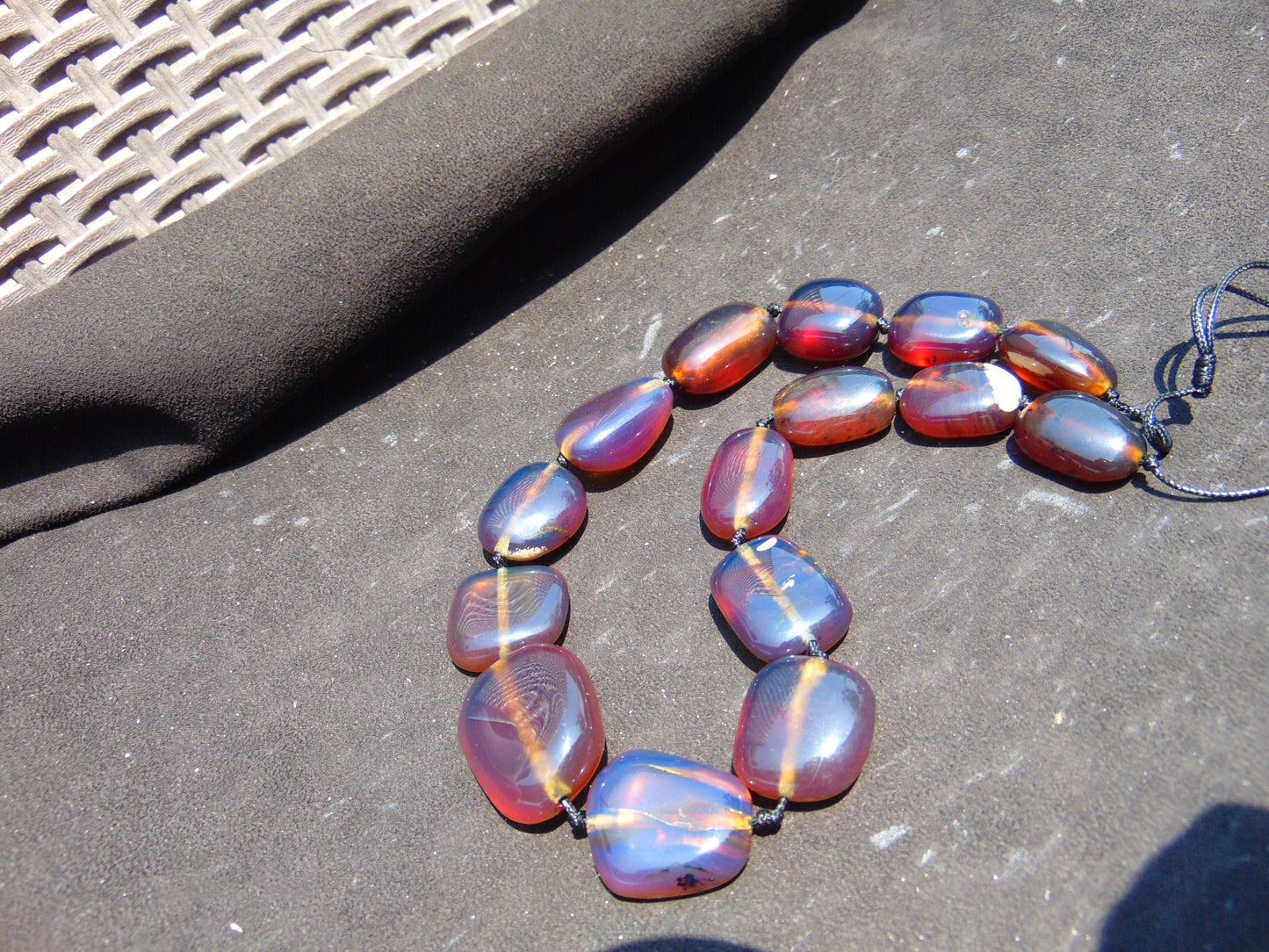 92 gr Small Beads Combination Necklace Indonesian Blue Amber for Healing A15K3