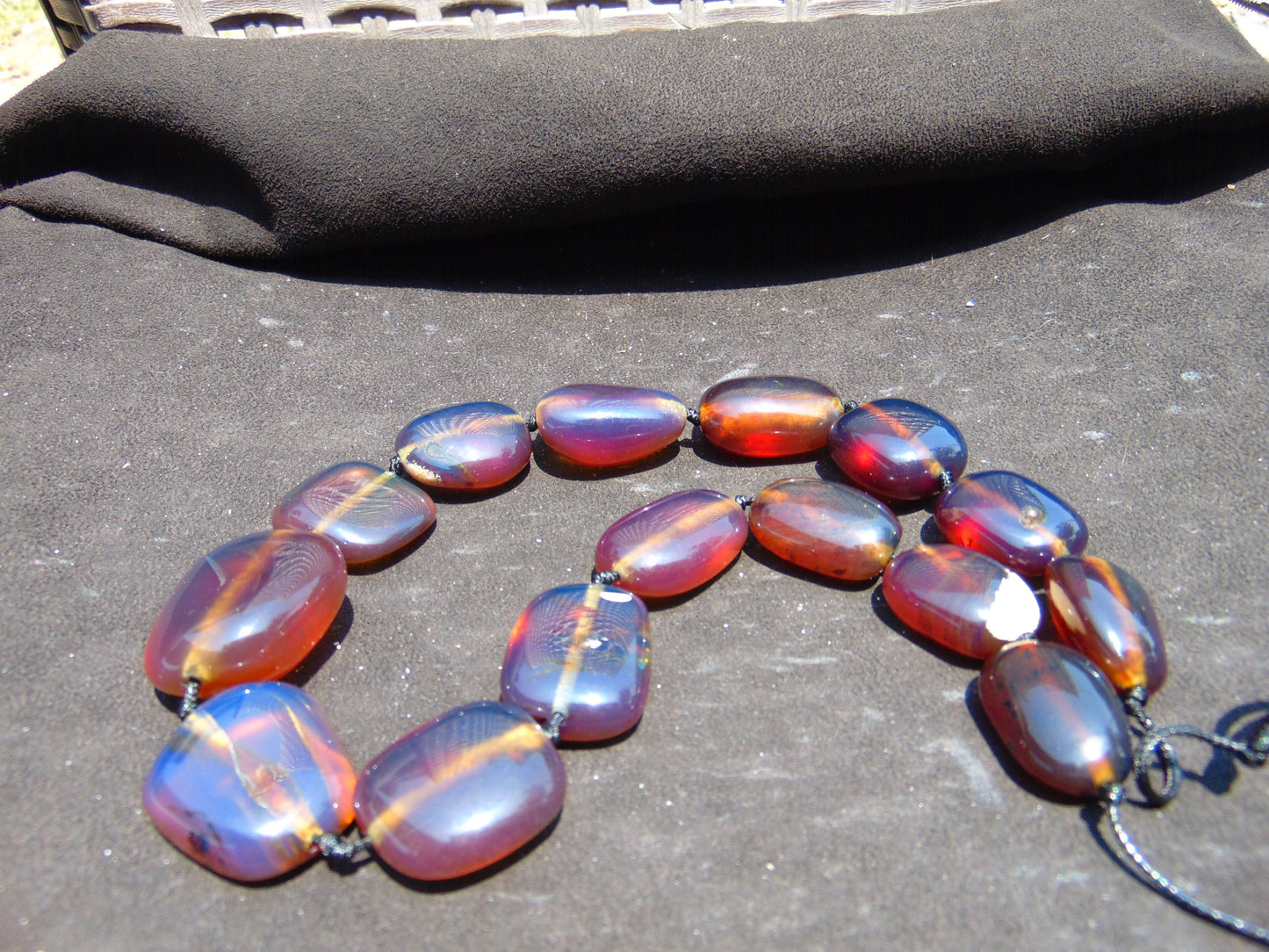 92 gr Small Beads Combination Necklace Indonesian Blue Amber for Healing A15K3