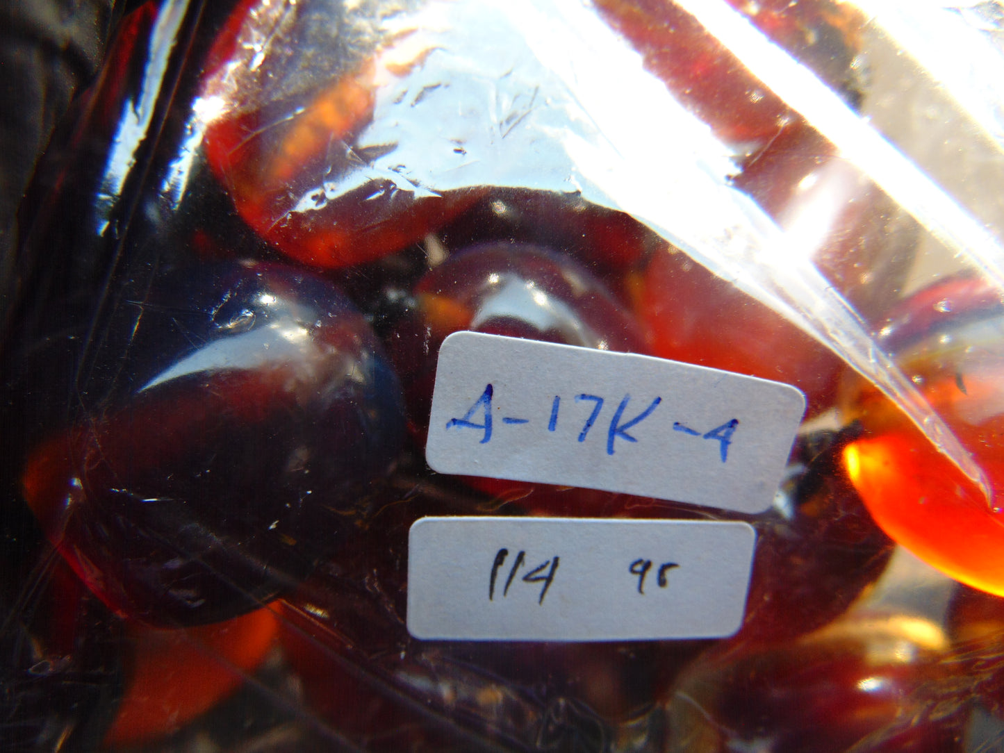 114 gr Small Beads Combination Necklace Indonesian Red Blue Amber for Healing A17K4