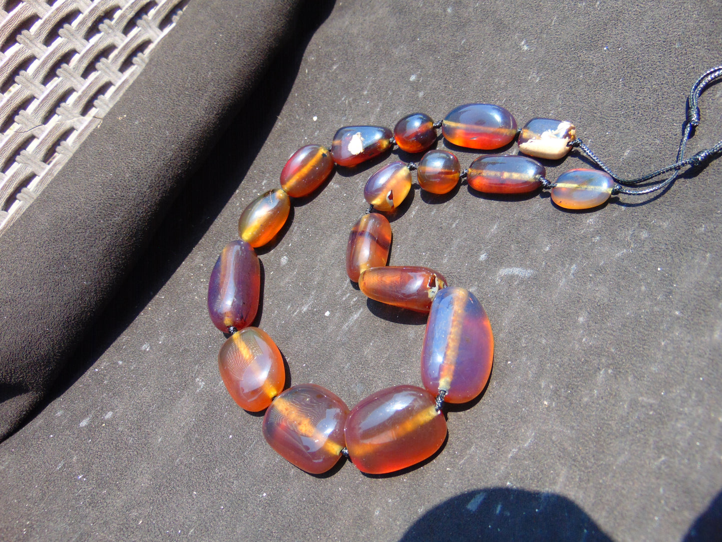 120 gr Small Beads Combination Necklace Indonesian Blue Amber for Healing A17K29