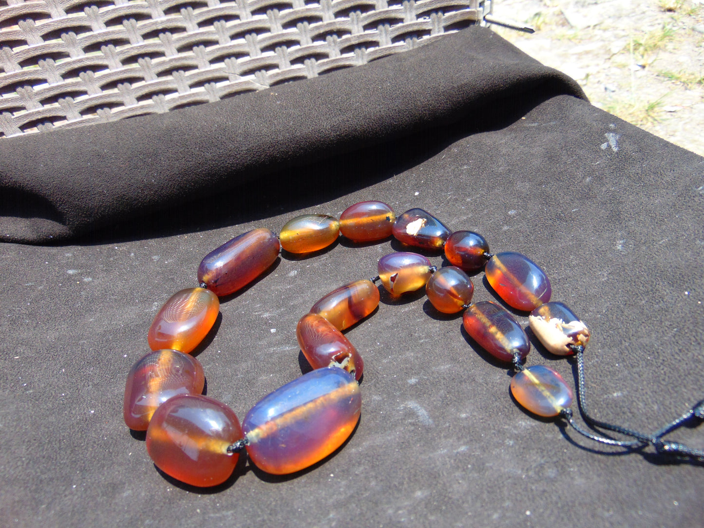 120 gr Small Beads Combination Necklace Indonesian Blue Amber for Healing A17K29