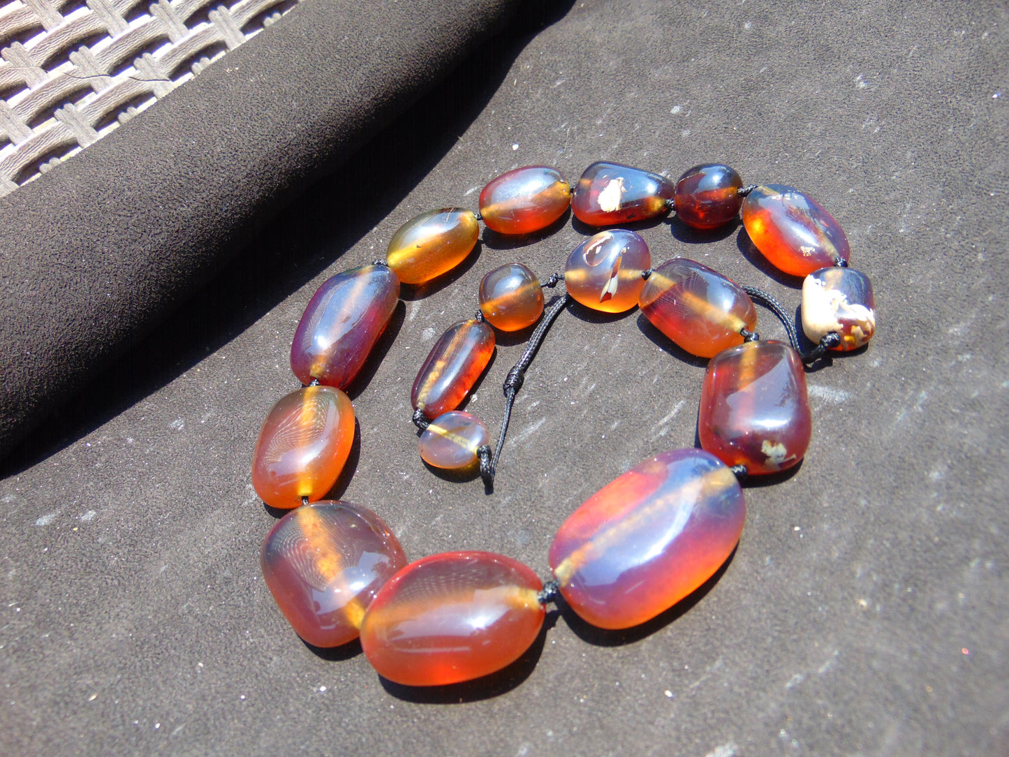 120 gr Small Beads Combination Necklace Indonesian Blue Amber for Healing A17K29