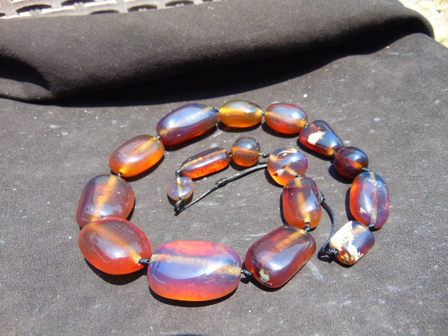 120 gr Small Beads Combination Necklace Indonesian Blue Amber for Healing A17K29