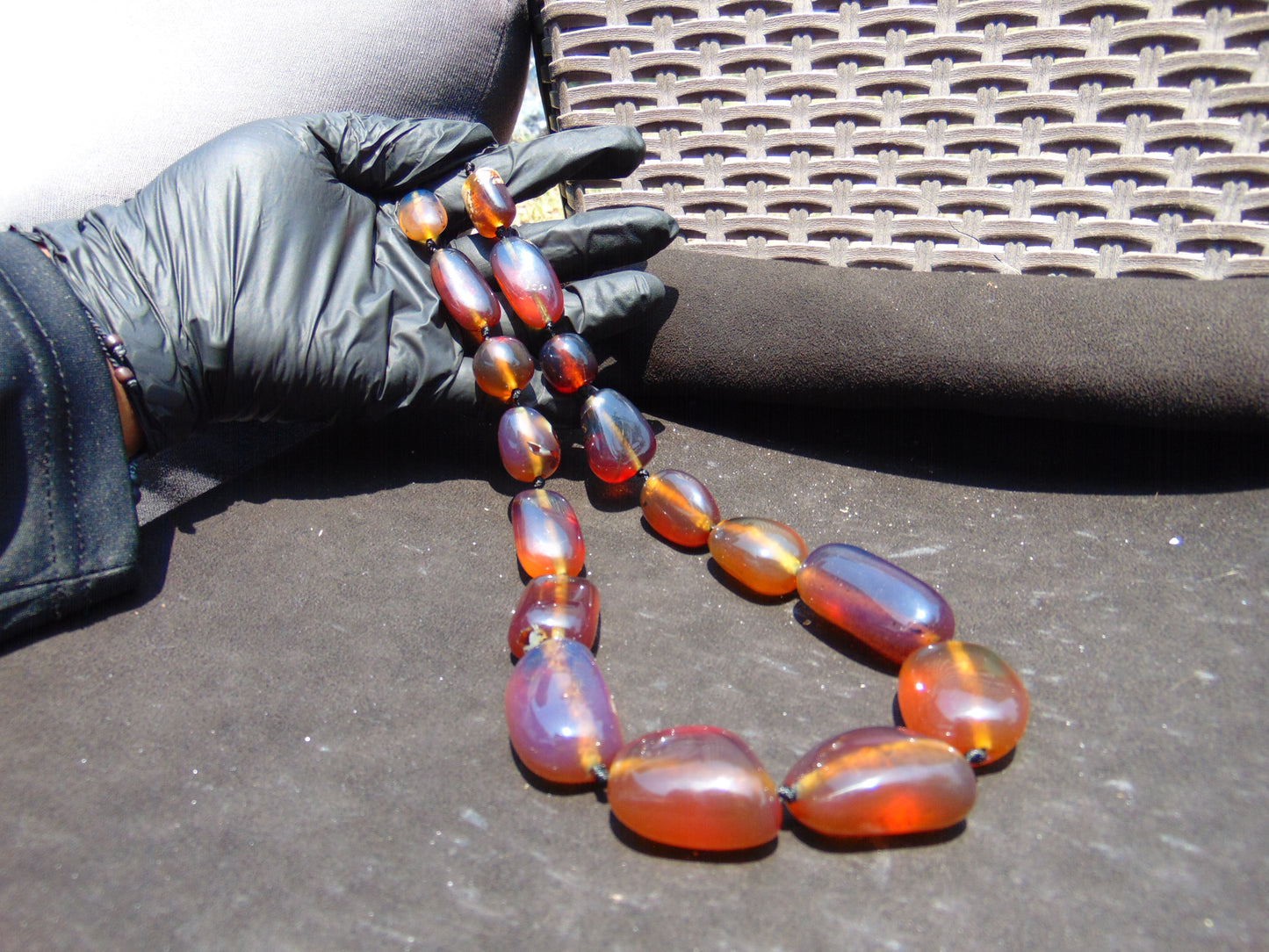 120 gr Small Beads Combination Necklace Indonesian Blue Amber for Healing A17K29