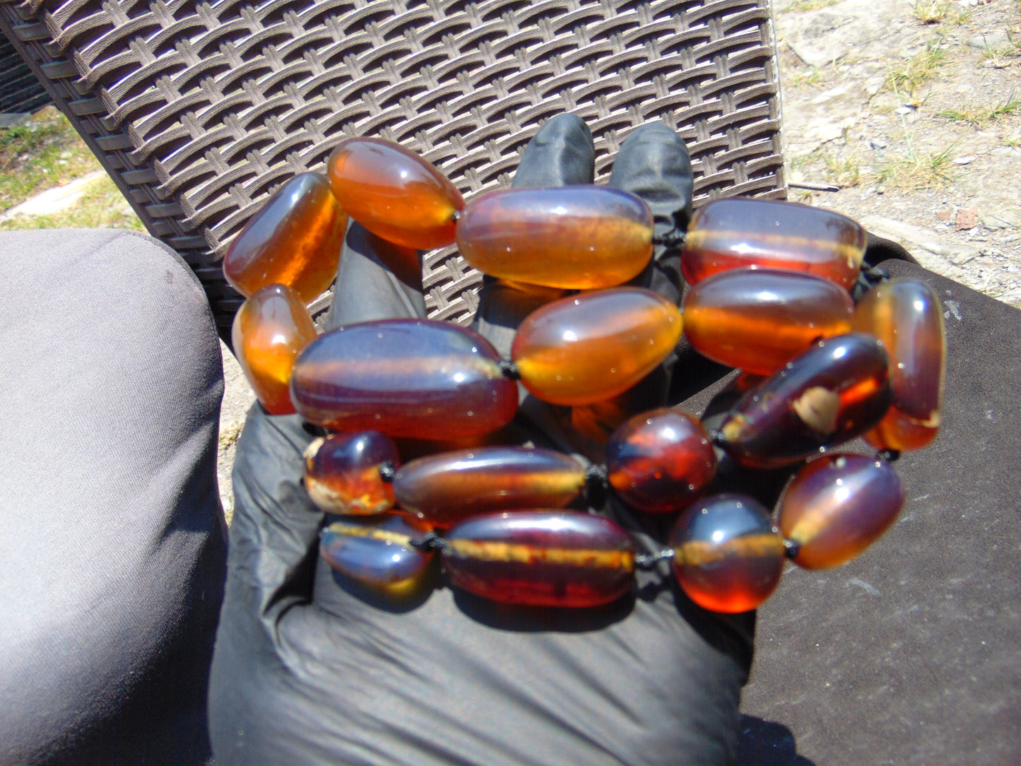 120 gr Small Beads Combination Necklace Indonesian Blue Amber for Healing A17K29