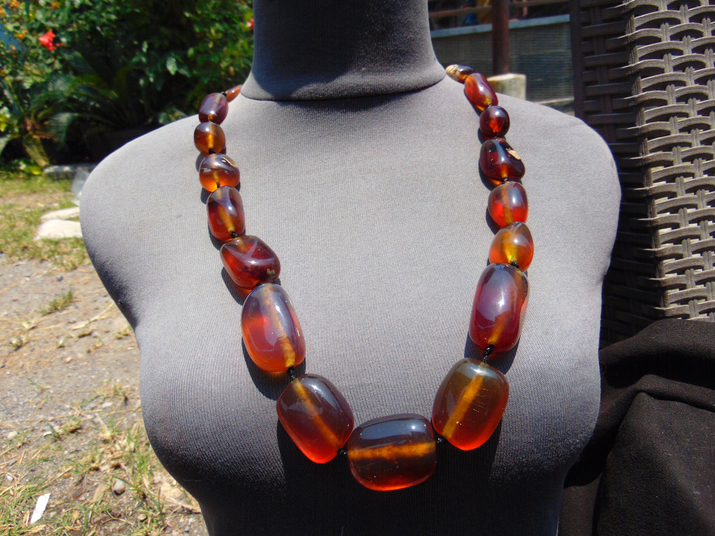 120 gr Small Beads Combination Necklace Indonesian Blue Amber for Healing A17K29