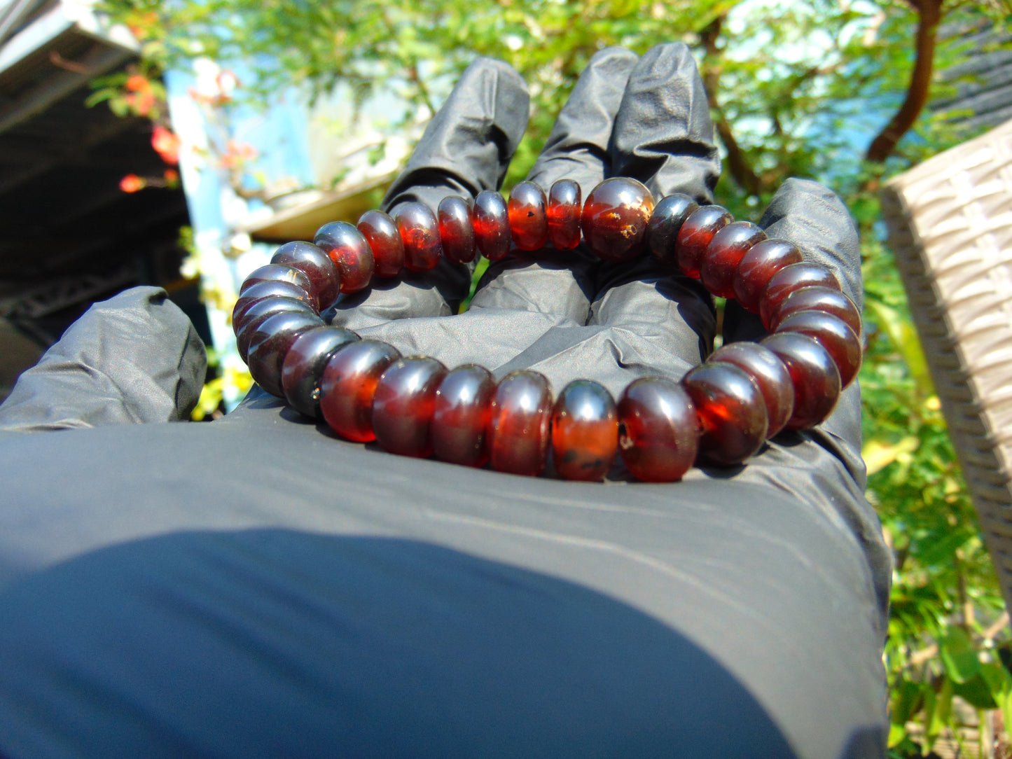 10 Gram 35 small Beads Tasbih Bracelet Indonesian Dark Red Amber for Healing FR52