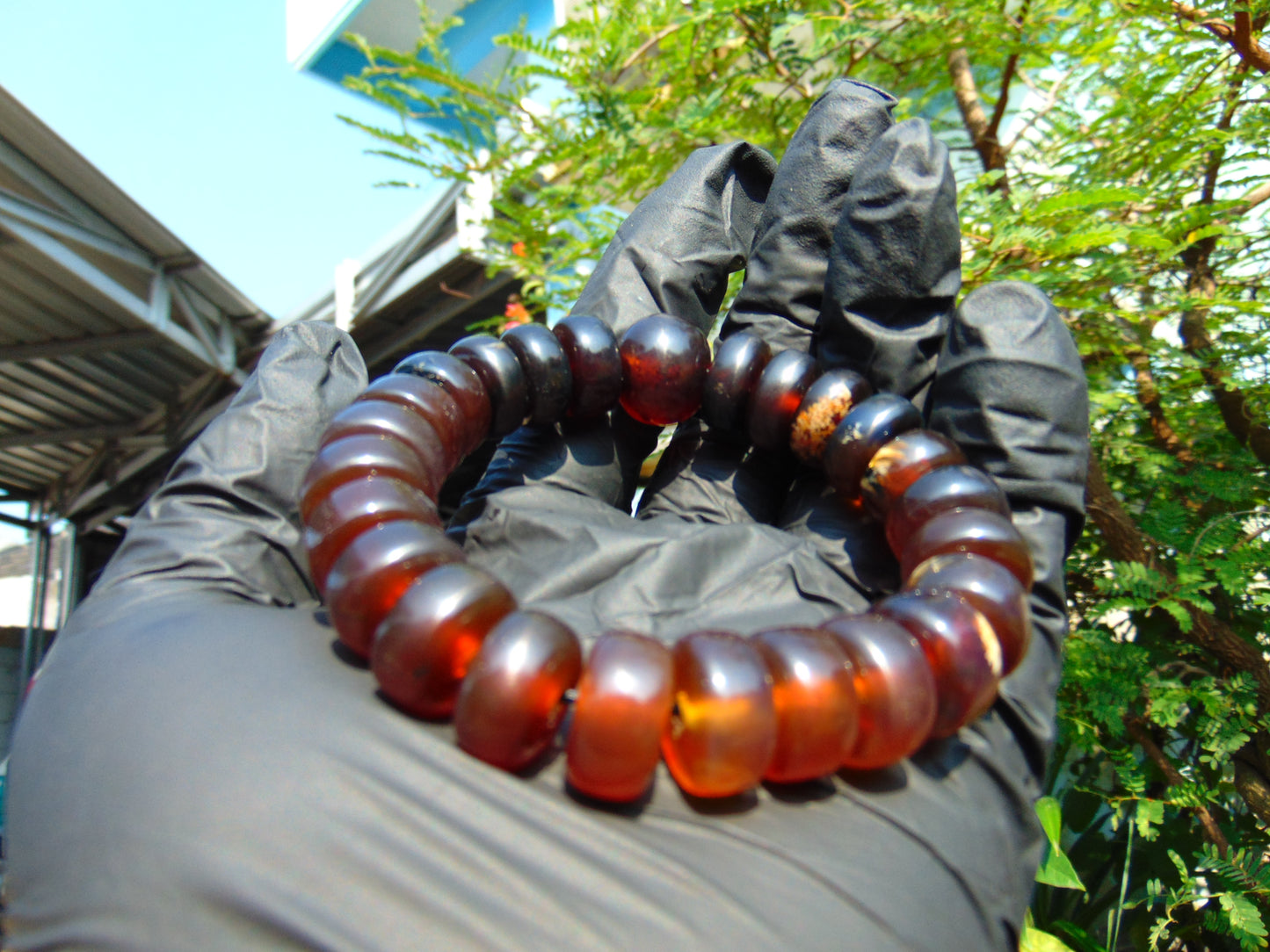 16 Gram 25 small Beads Tasbih Rosary Bracelet Indonesian Dark Red Amber for Healing FR514