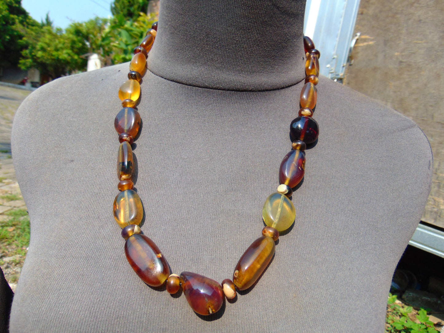 50 gram Small Beads Combination Necklace Indonesian Blue Amber for Healing NEC3