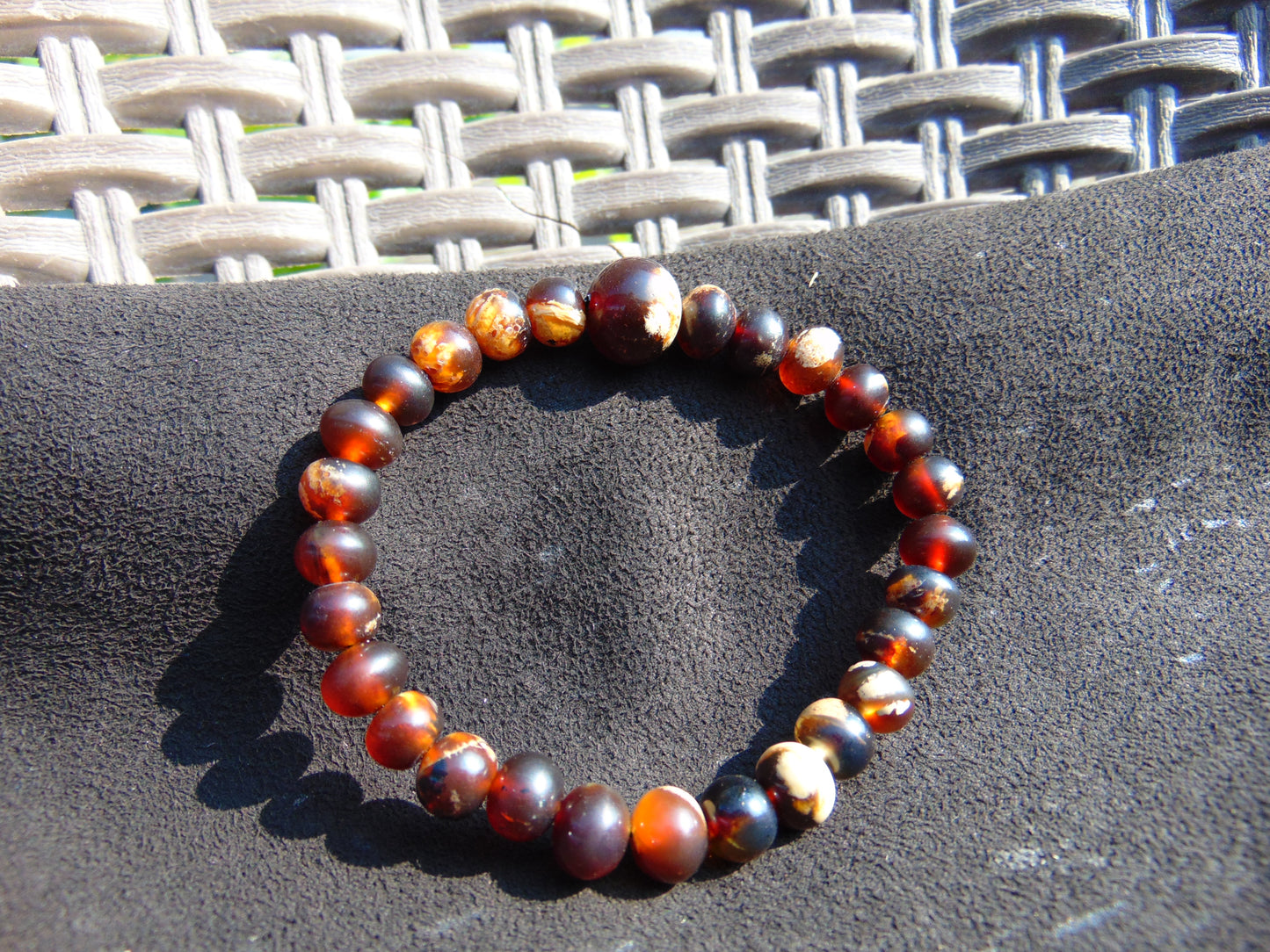 10 Gram 28 small Beads Tasbih Bracelet Indonesian Red White Amber for Healing BT22