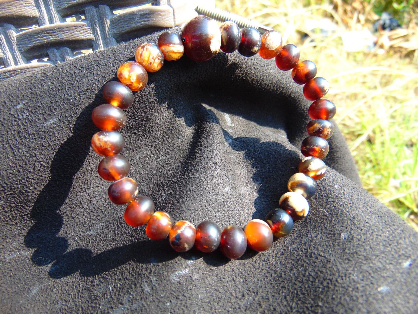 10 Gram 28 small Beads Tasbih Bracelet Indonesian Red White Amber for Healing BT22