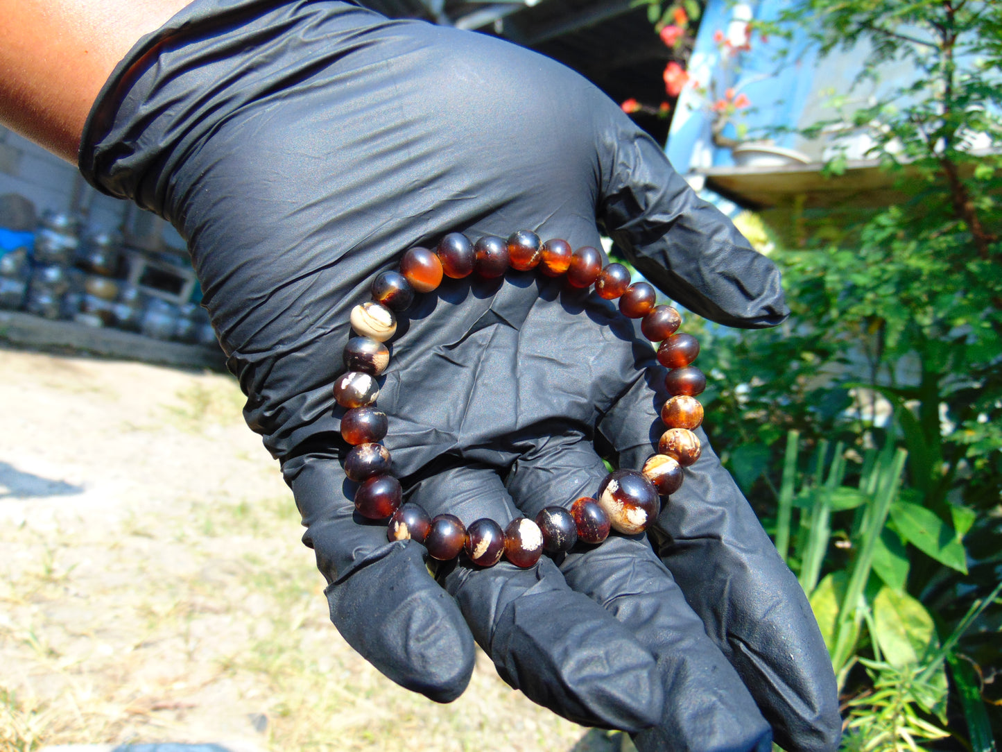 10 Gram 28 small Beads Tasbih Bracelet Indonesian Red White Amber for Healing BT22