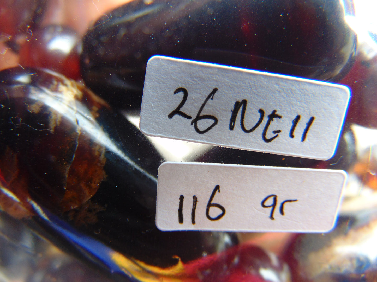 116 gr Small Necklace beads Indonesian Dark Blue Red Amber for Healing 26NE11