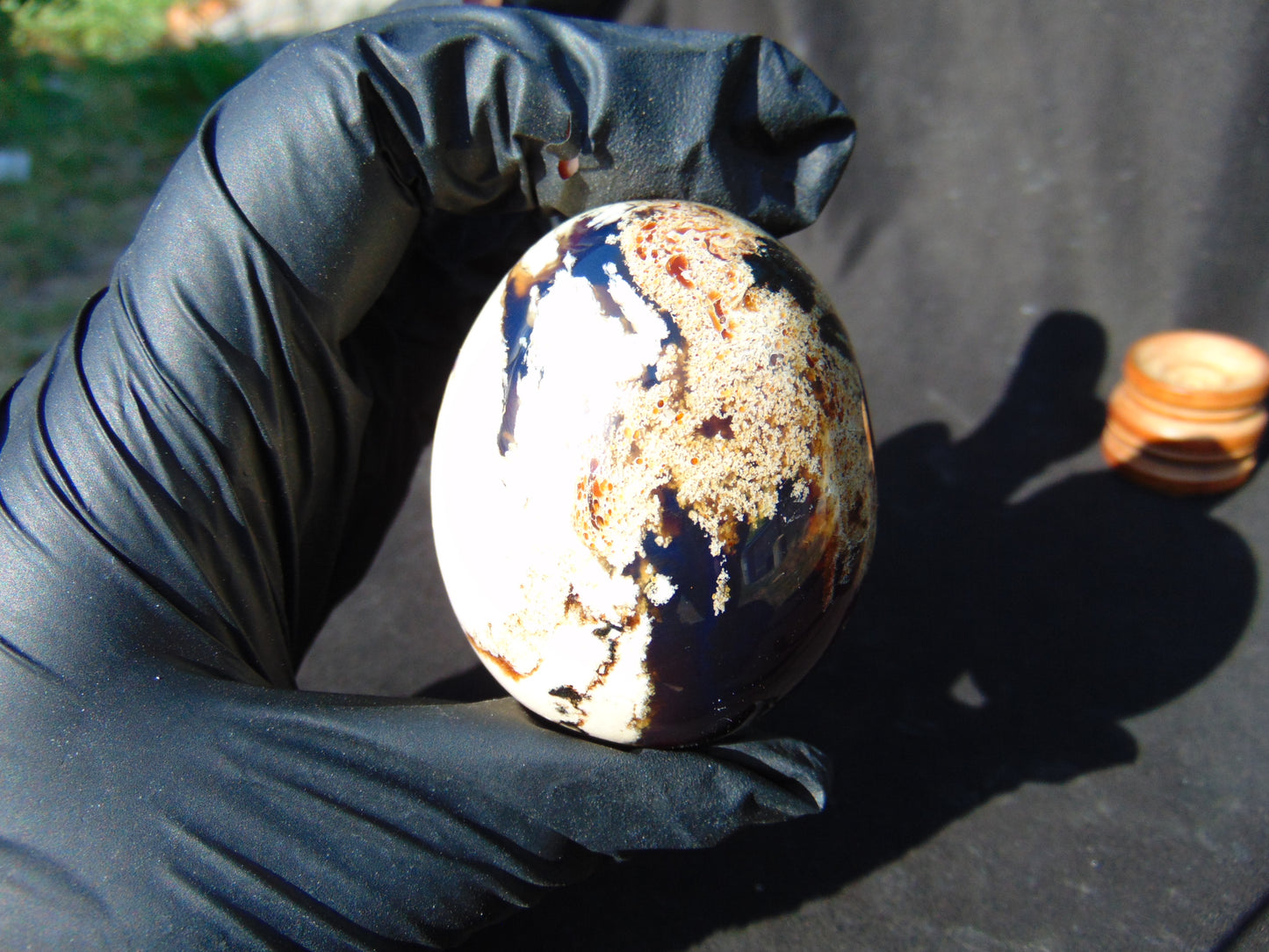 76 gr Shaped Egg 60x49 mm Indonesian White Blue Amber for Healing AJT375