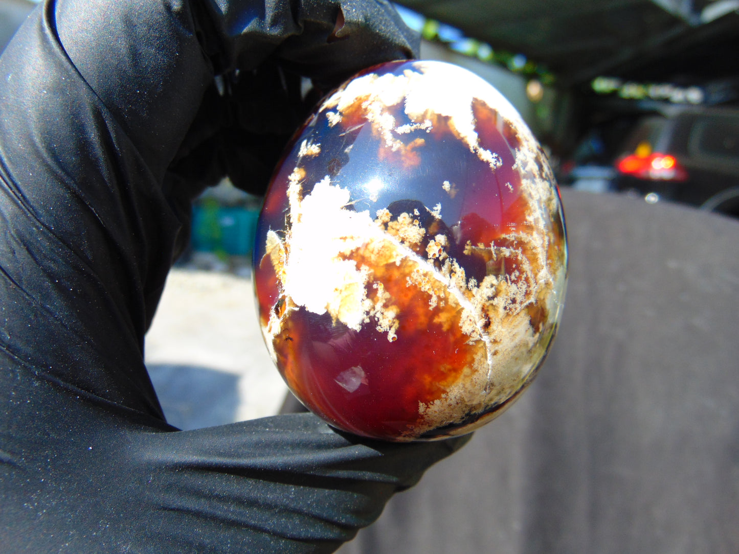 76 gr Shaped Egg 60x49 mm Indonesian White Blue Amber for Healing AJT375