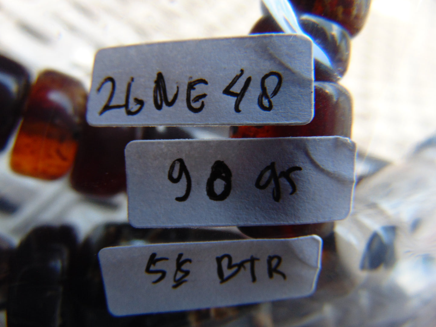 90 gr Small Necklace 55 beads Indonesian Black Blue Amber for Healing 26NE48