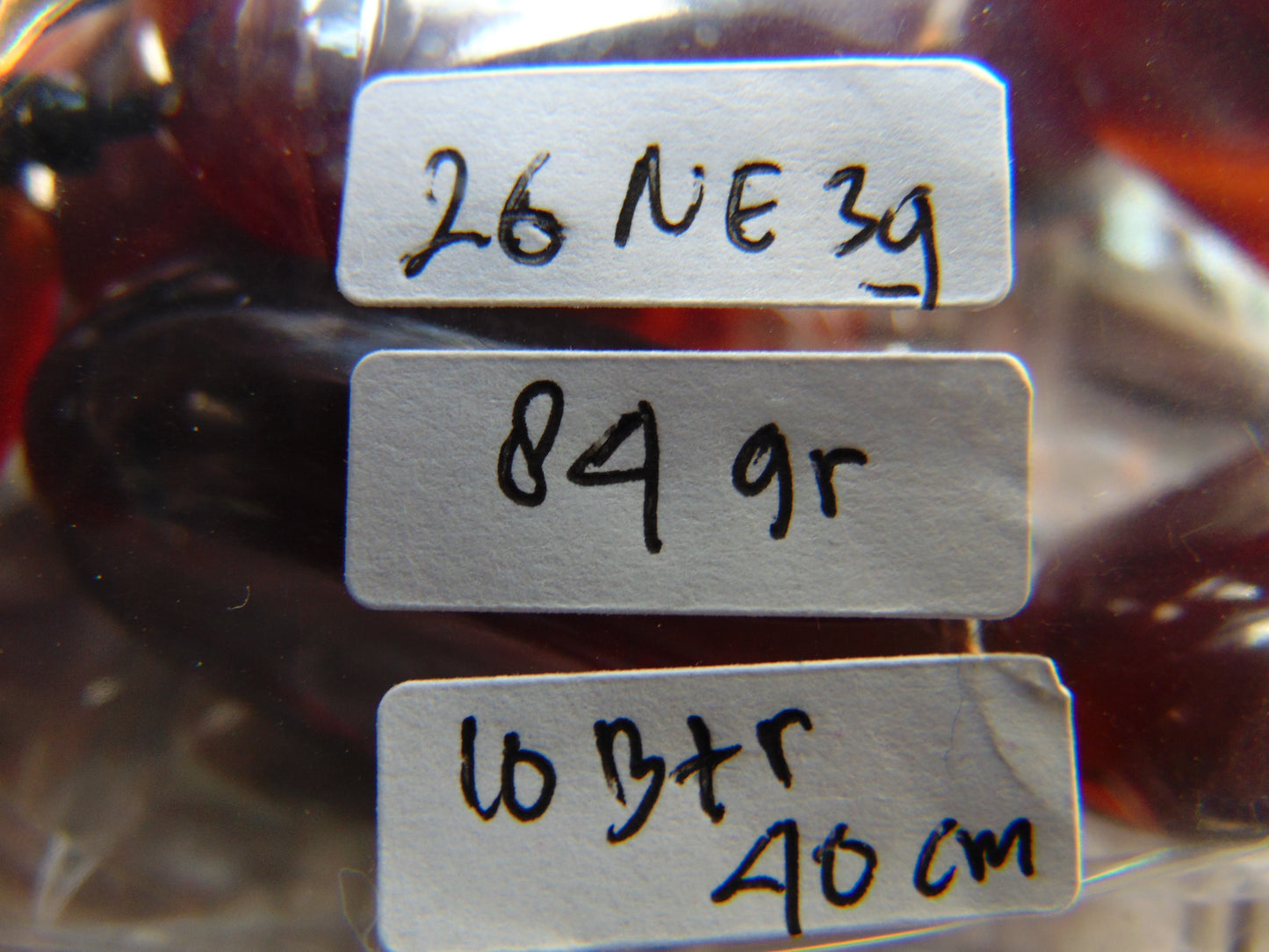 84 gr Small Necklace 10 beads Indonesian Crystal Red Amber for Healing 26NE39