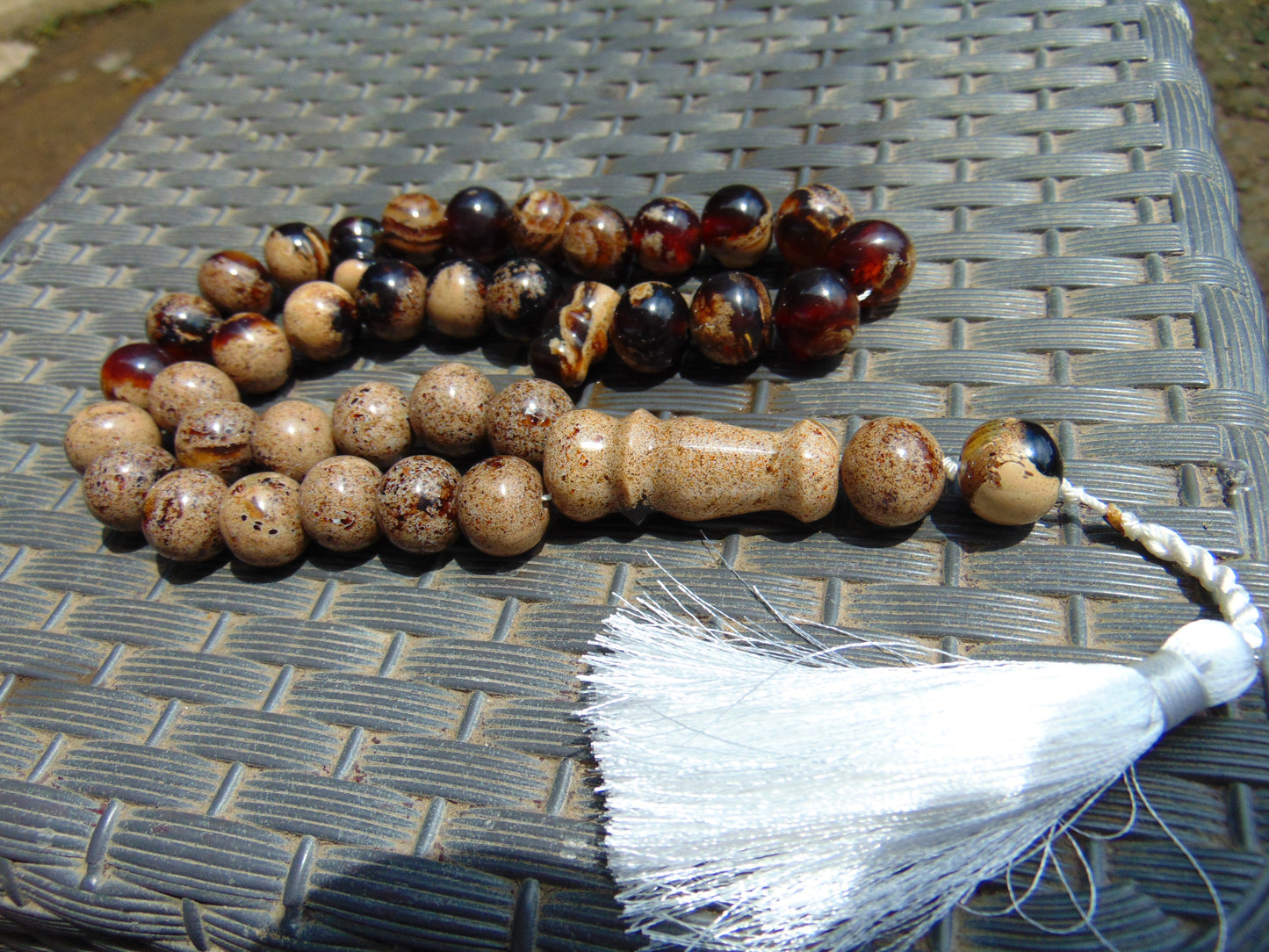 65 gr Tasbih Mesbah Rosary 35 Beads 14 mm Indonesian White Amber for Healing TB01