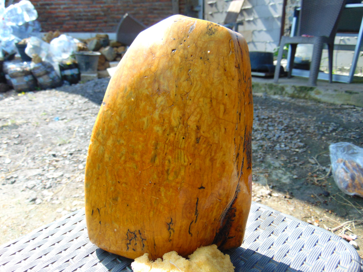 1066 gram Polished Indonesia Yellow Fragrance Amber for Healing K705