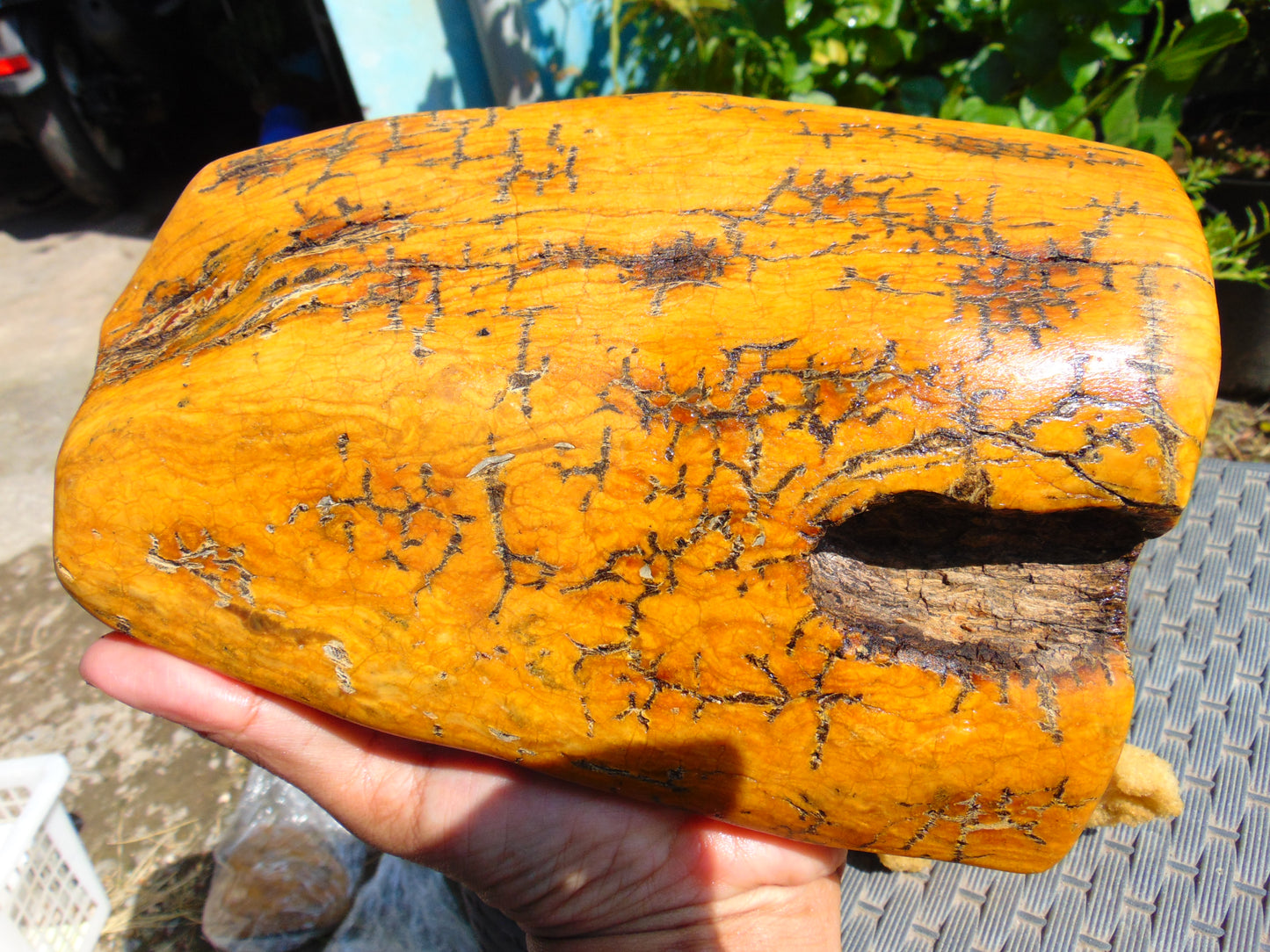 1066 gram Polished Indonesia Yellow Fragrance Amber for Healing K705