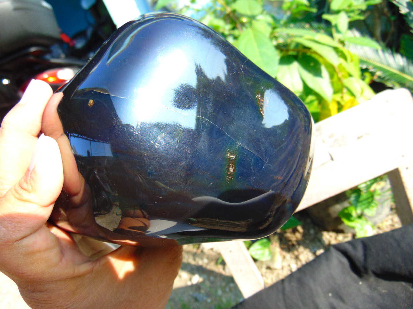 1186 gr full polished 10x6x5 cm Indonesia Black Blue Amber for Healing ML41