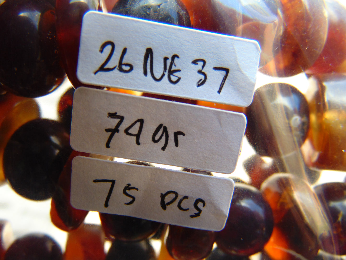 74 gr Small Necklace 75 beads Indonesian Red Amber for Healing 26NE37