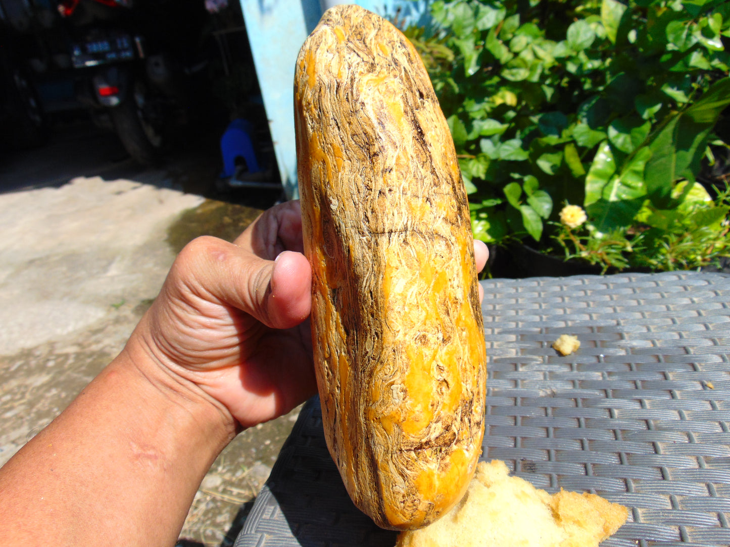 469 gram Polished Indonesia Yellow Fragrance Amber for Healing K640