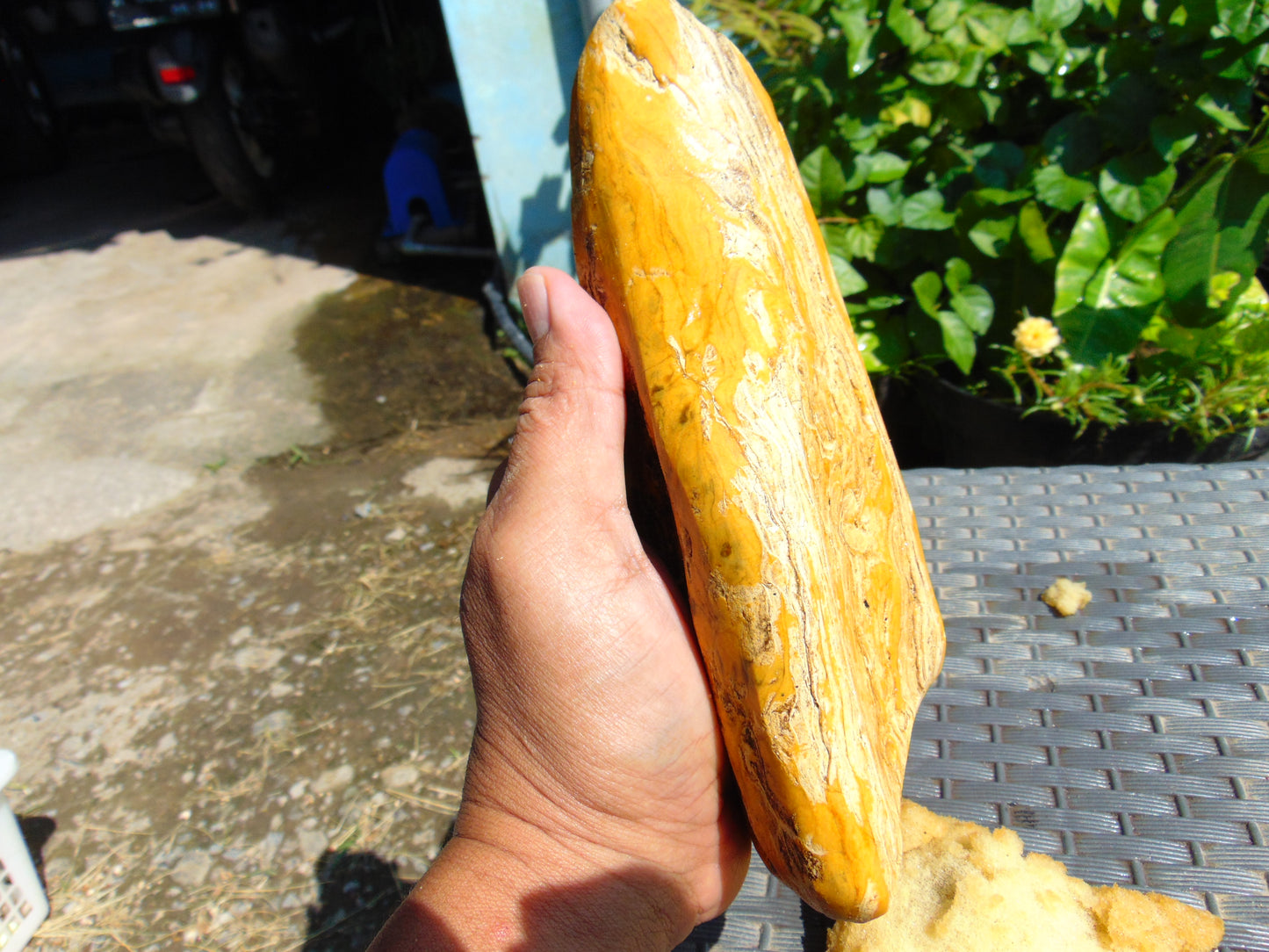 469 gram Polished Indonesia Yellow Fragrance Amber for Healing K640