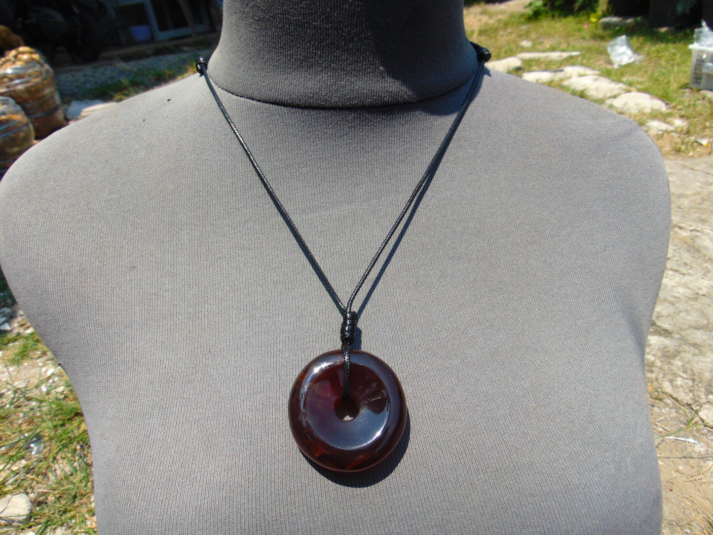 12 gr Donut Pendant Indonesian Blue Red Amber for Healing 25A120