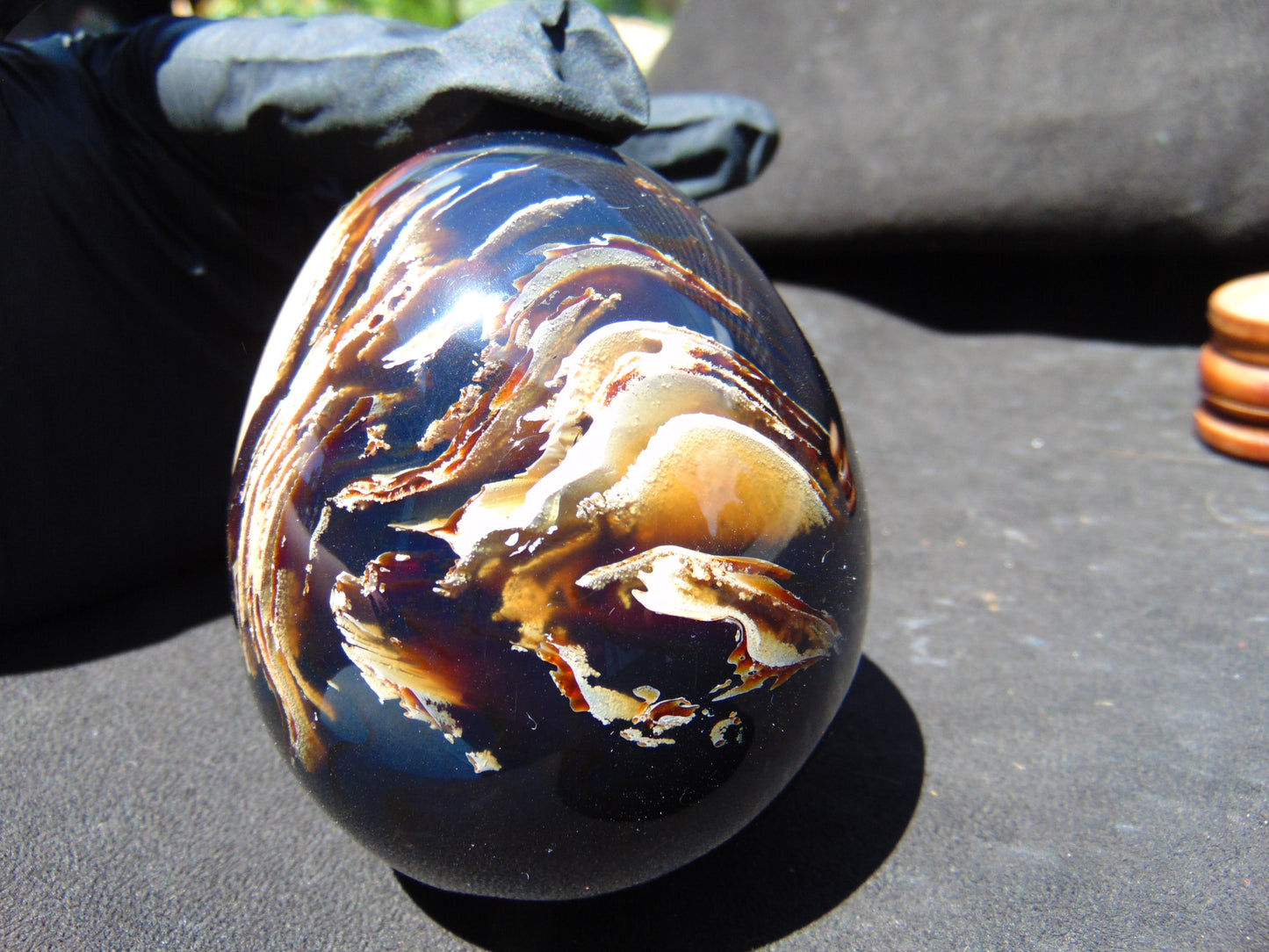 251 gr Shaped Egg 87x72 mm Indonesian Blue Amber for Healing TR5