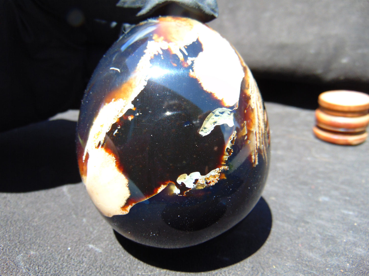 251 gr Shaped Egg 87x72 mm Indonesian Blue Amber for Healing TR5