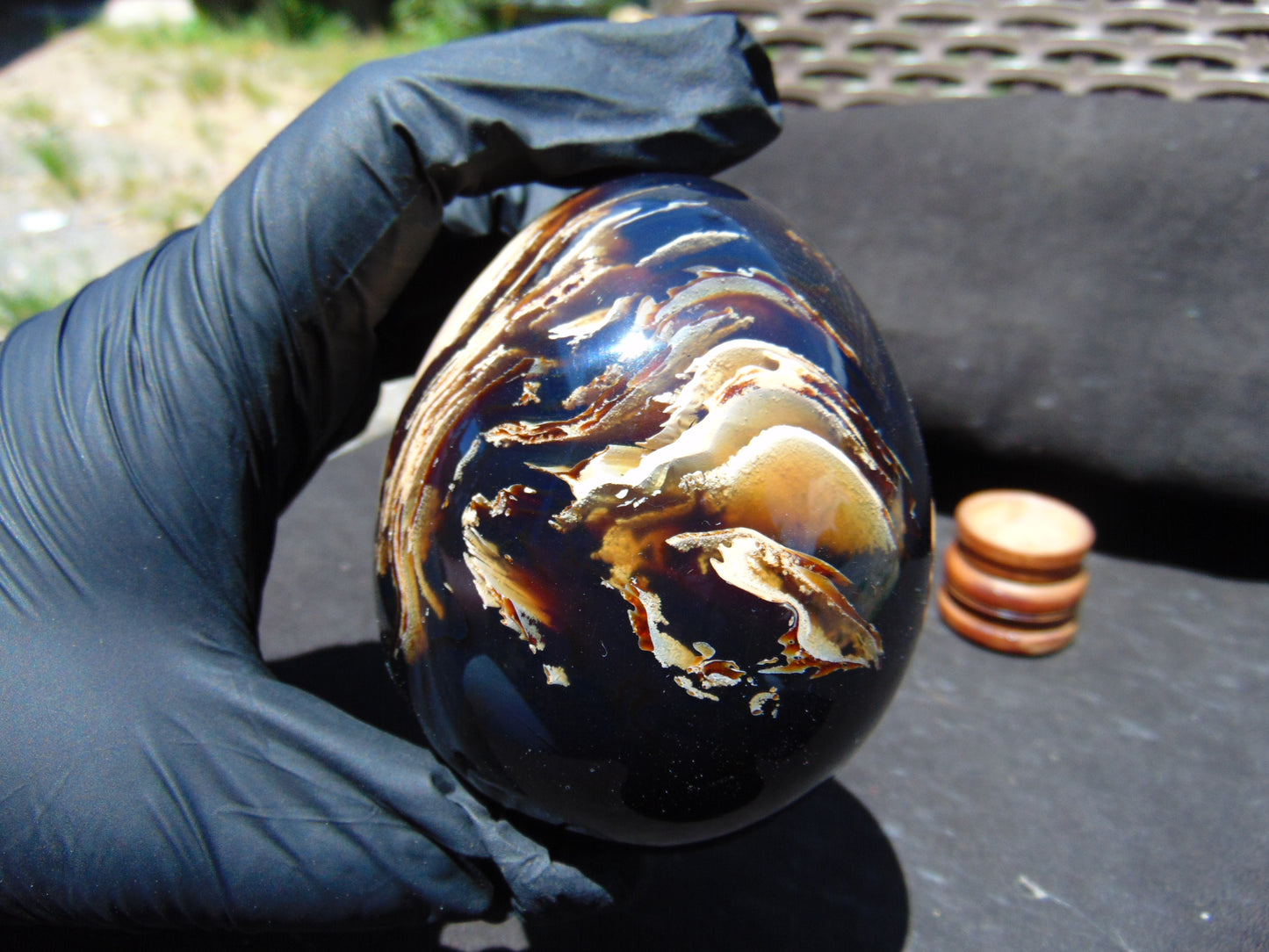 251 gr Shaped Egg 87x72 mm Indonesian Blue Amber for Healing TR5
