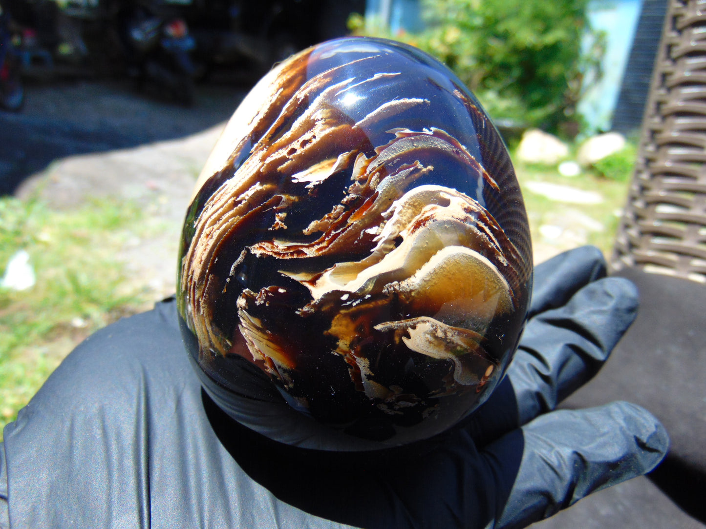251 gr Shaped Egg 87x72 mm Indonesian Blue Amber for Healing TR5