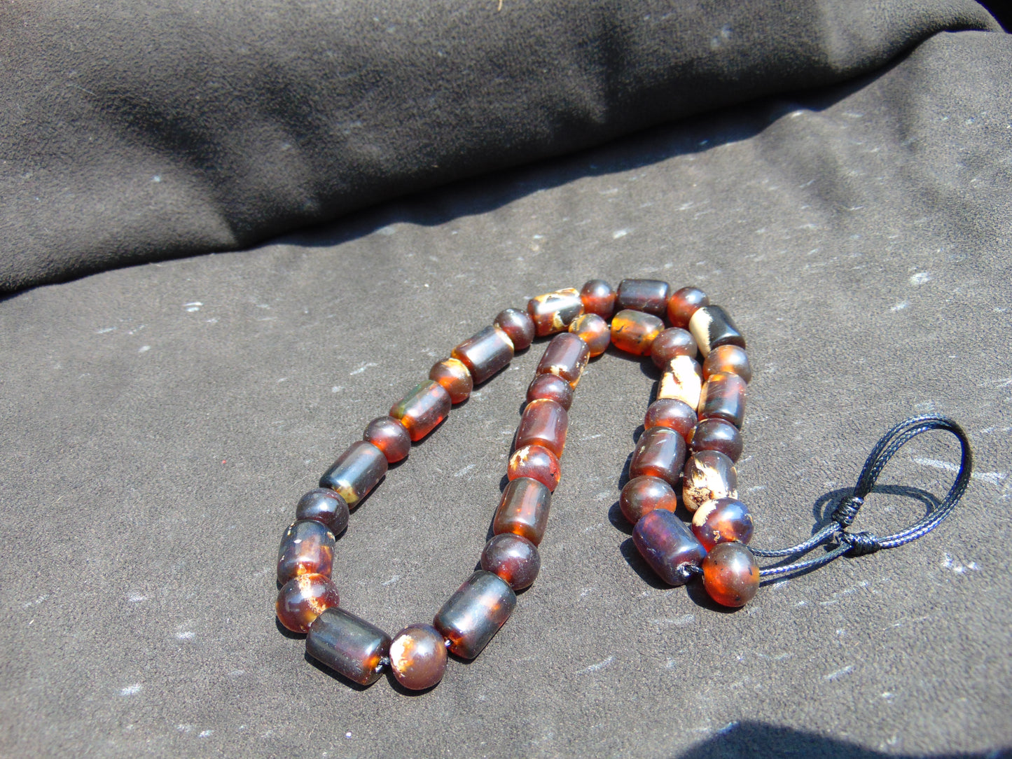51 gr Small Beads Combination Necklace Indonesian Dark Red Amber for Healing A37K52