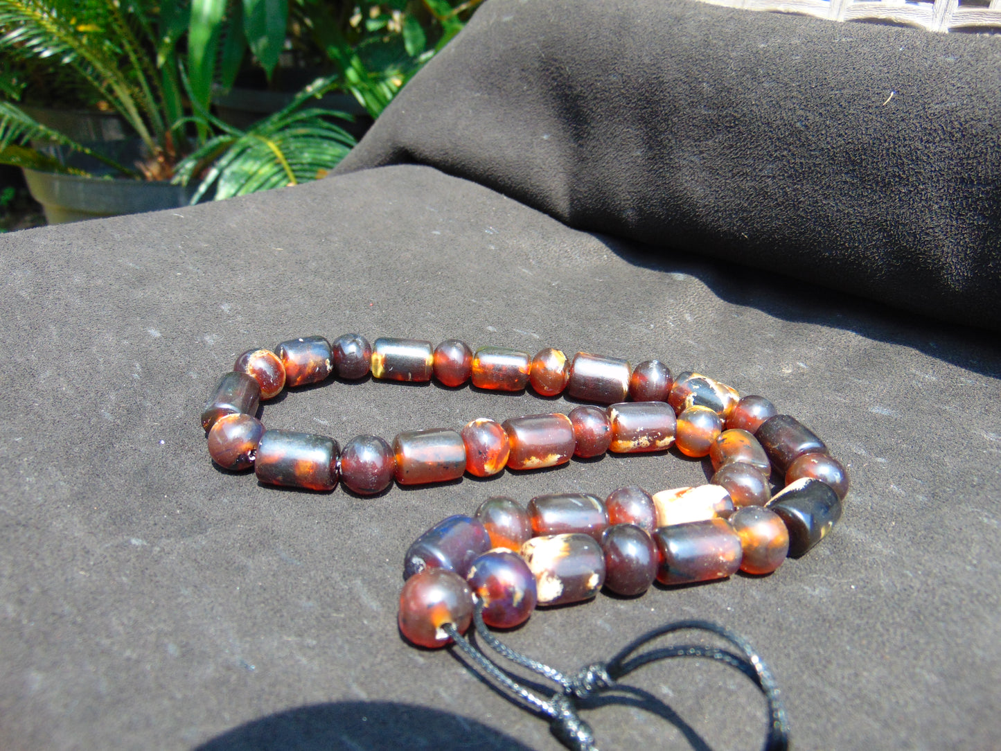 51 gr Small Beads Combination Necklace Indonesian Dark Red Amber for Healing A37K52