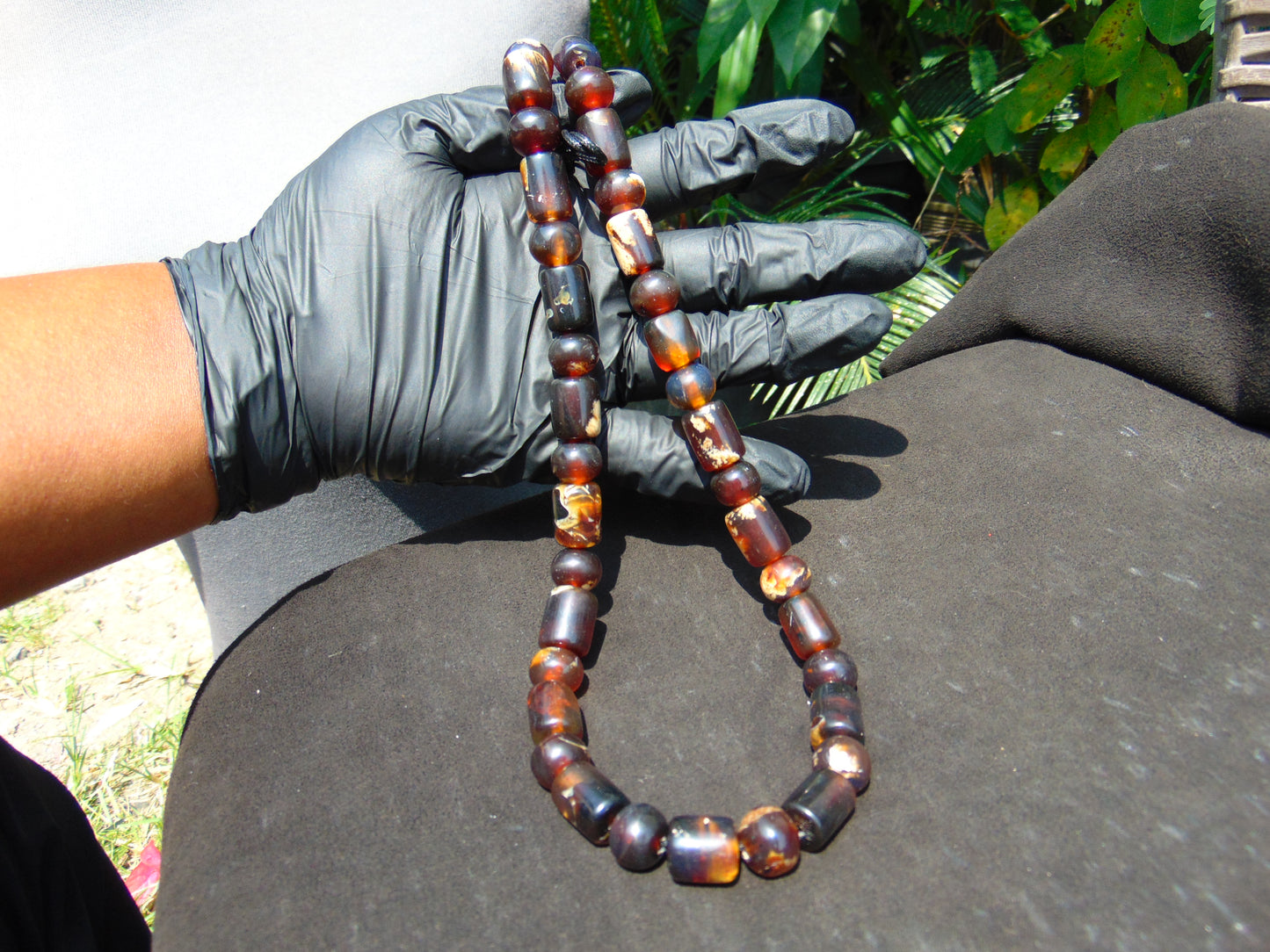51 gr Small Beads Combination Necklace Indonesian Dark Red Amber for Healing A37K52