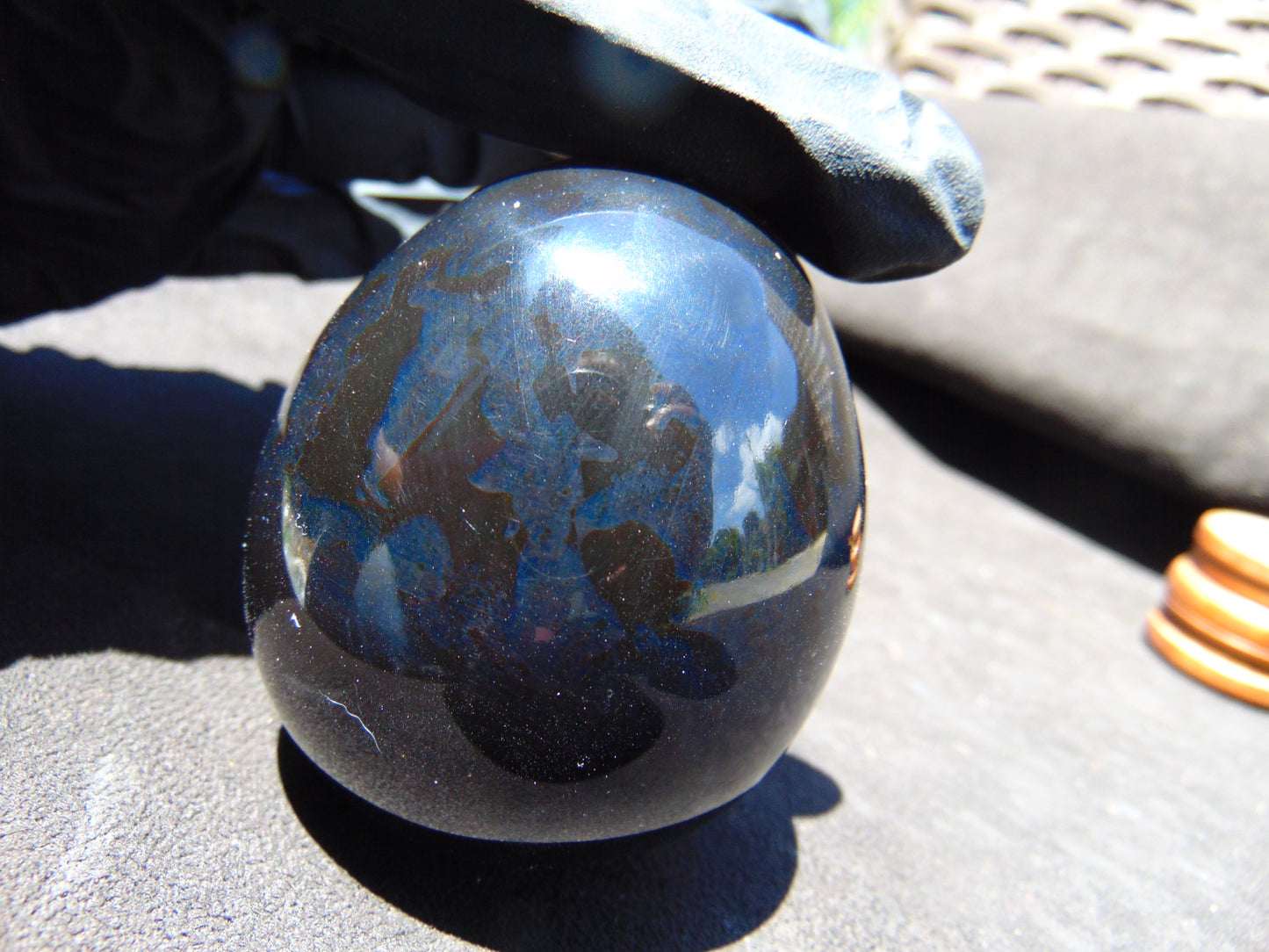 116 gr Shaped Egg 65x53 mm Indonesian Blue Amber for Healing TR1