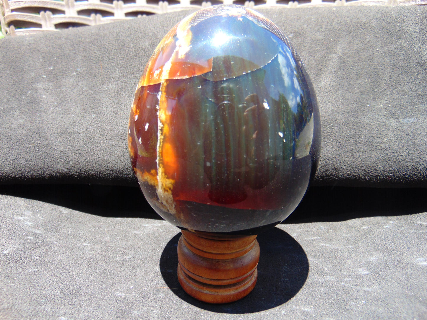 298 gr Shaped Egg 90x75 mm Indonesian Blue Amber for Healing TR3