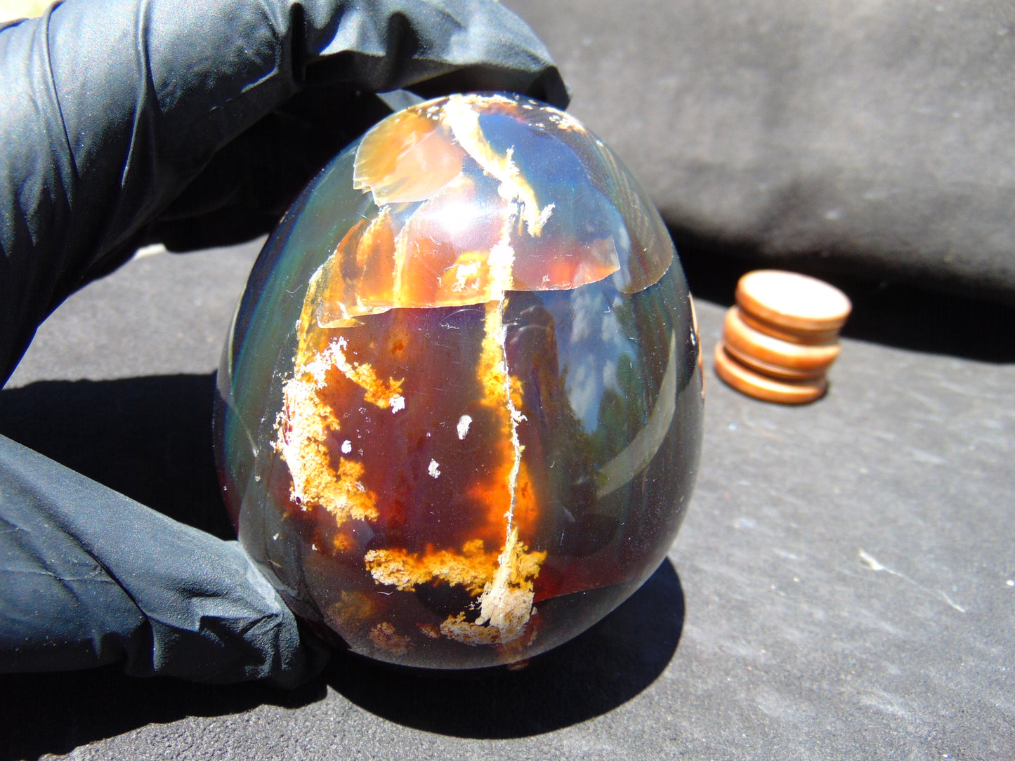 298 gr Shaped Egg 90x75 mm Indonesian Blue Amber for Healing TR3