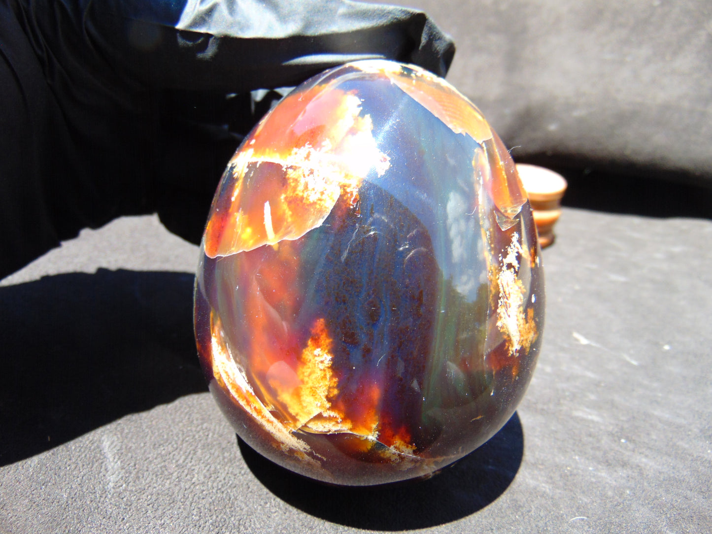298 gr Shaped Egg 90x75 mm Indonesian Blue Amber for Healing TR3