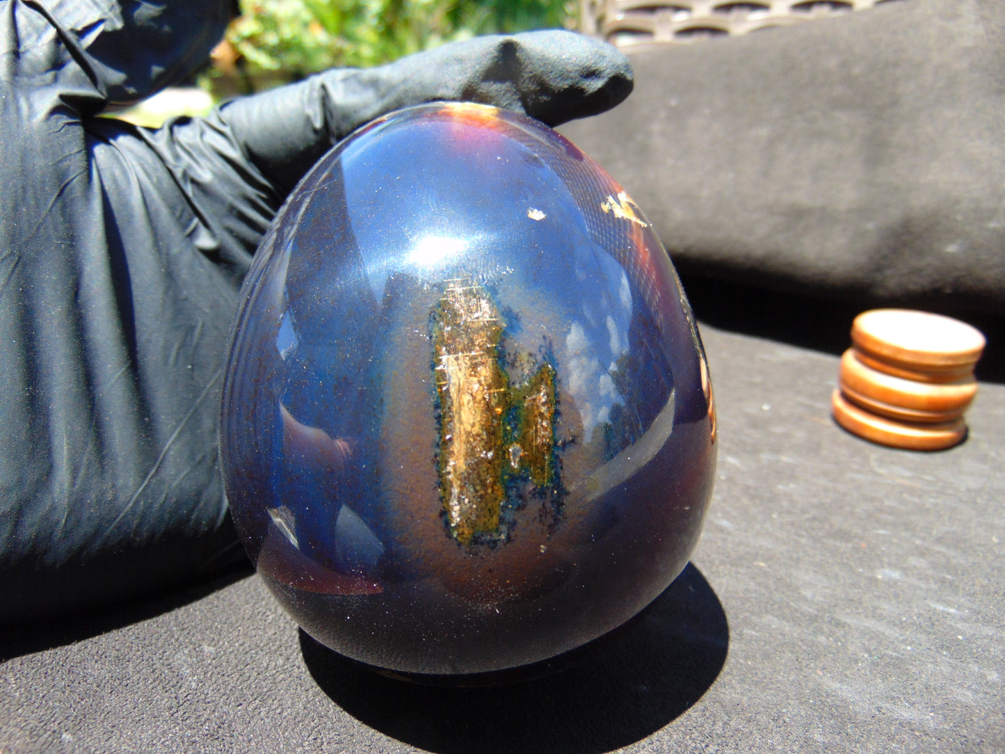 298 gr Shaped Egg 90x75 mm Indonesian Blue Amber for Healing TR3