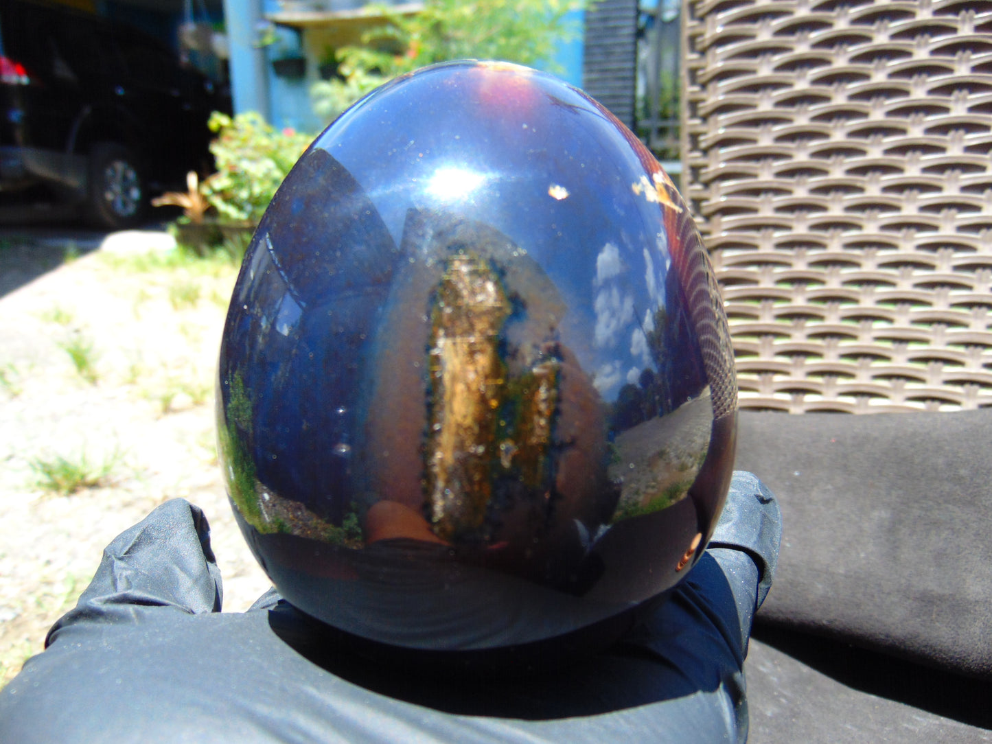 298 gr Shaped Egg 90x75 mm Indonesian Blue Amber for Healing TR3