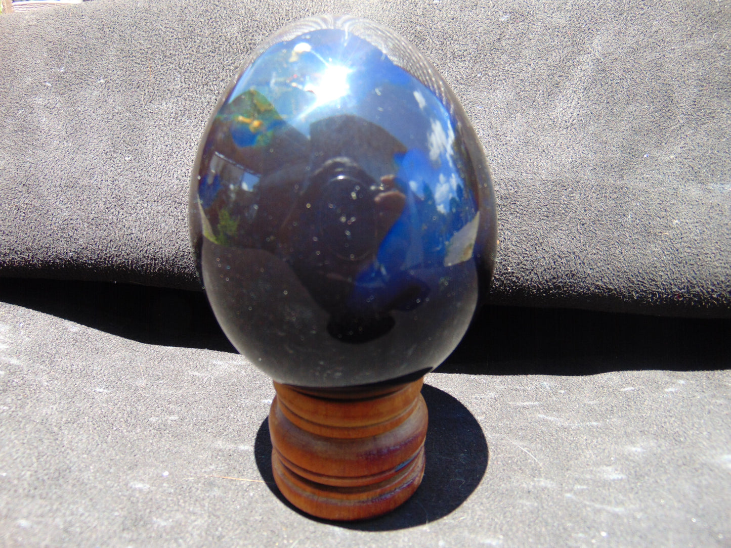 174 gr Shaped Egg 75x64 mm Indonesian Black Blue Amber for Healing TR6