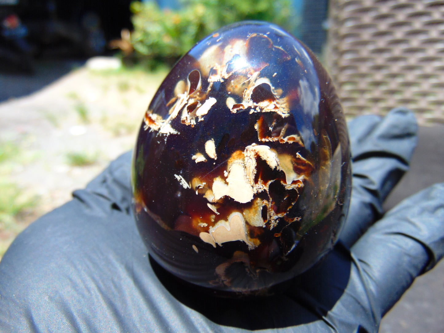 121gr Shaped Egg 70x56 mm Indonesian Blue Amber for Healing TR18