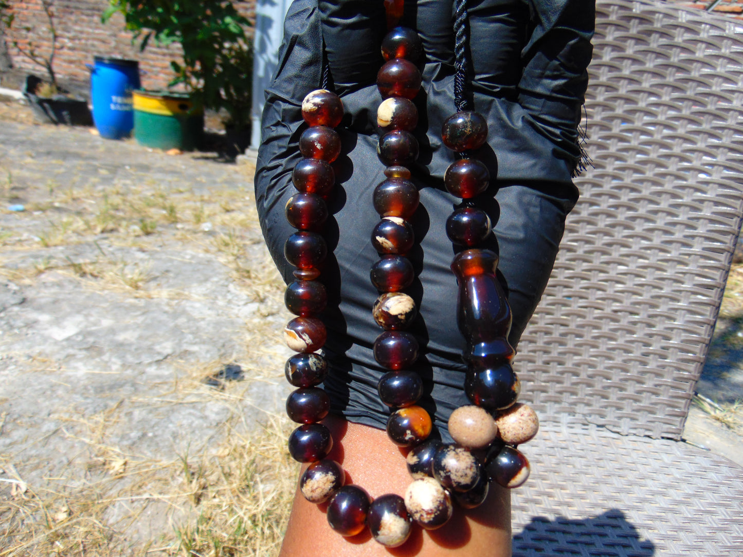 49 gr Hand Tasbih 33+3 Beads 12 mm Indonesian Dark White Amber for Healing TB12i1