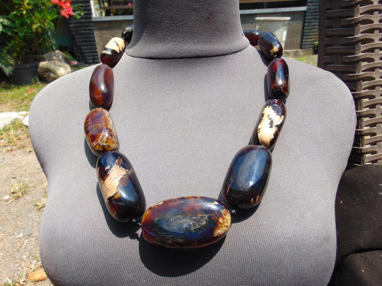 173 gram Small Beads Combination Necklace Indonesian White purple blue Amber for Healing A11K45
