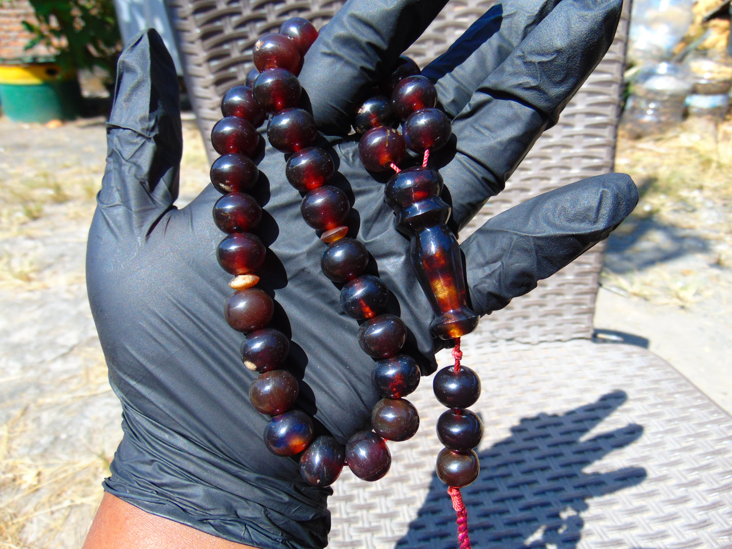 46 gr Hand Tasbih 33+3 Beads 12 mm Indonesian Dark Red Amber for Healing FR69