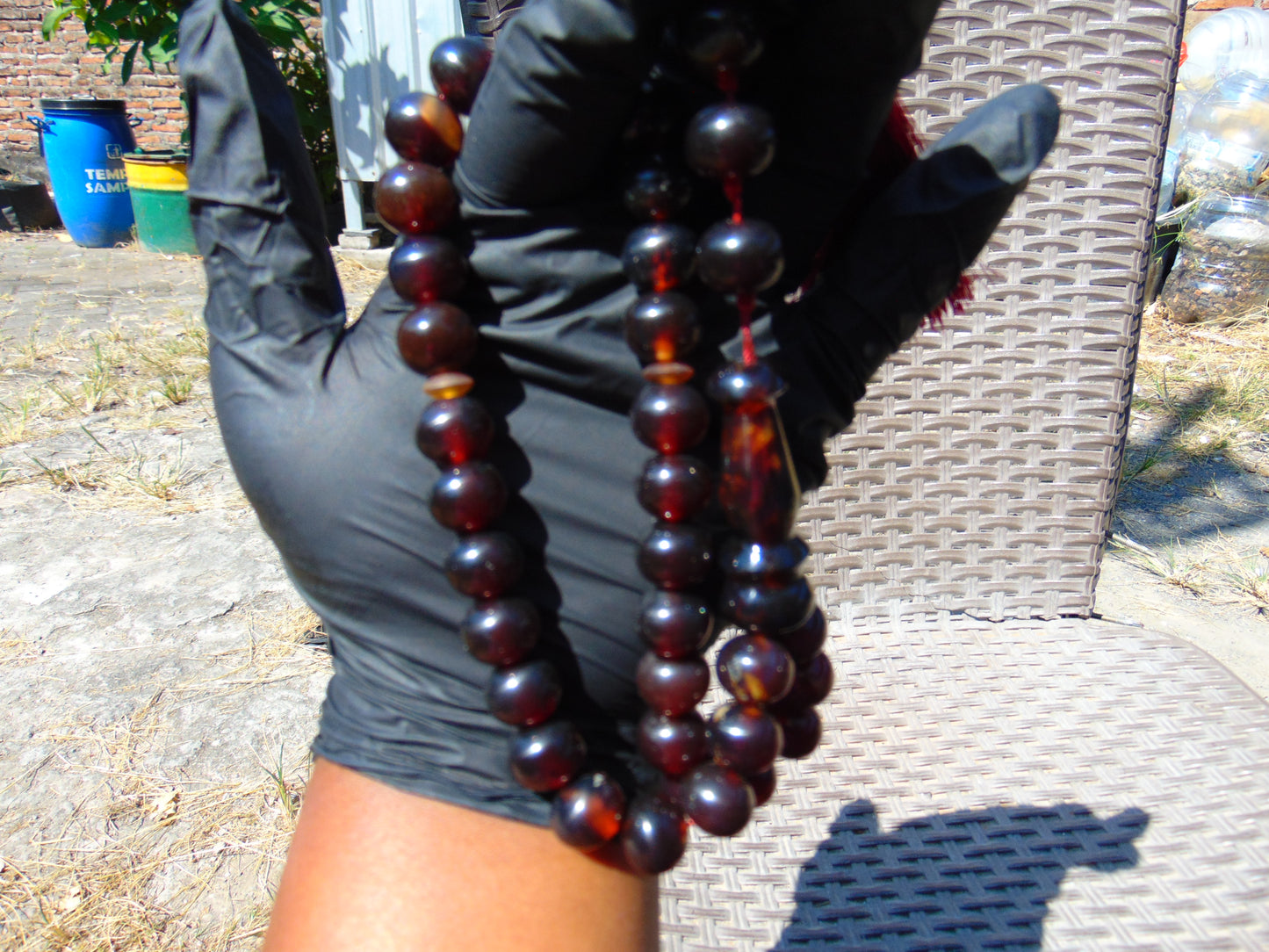46 gr Hand Tasbih 33+3 Beads 12 mm Indonesian Dark Red Amber for Healing FR69