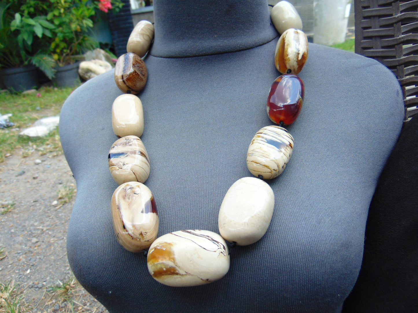 206 gram Small Beads Combination Necklace Indonesian White Amber for Healing A11K43